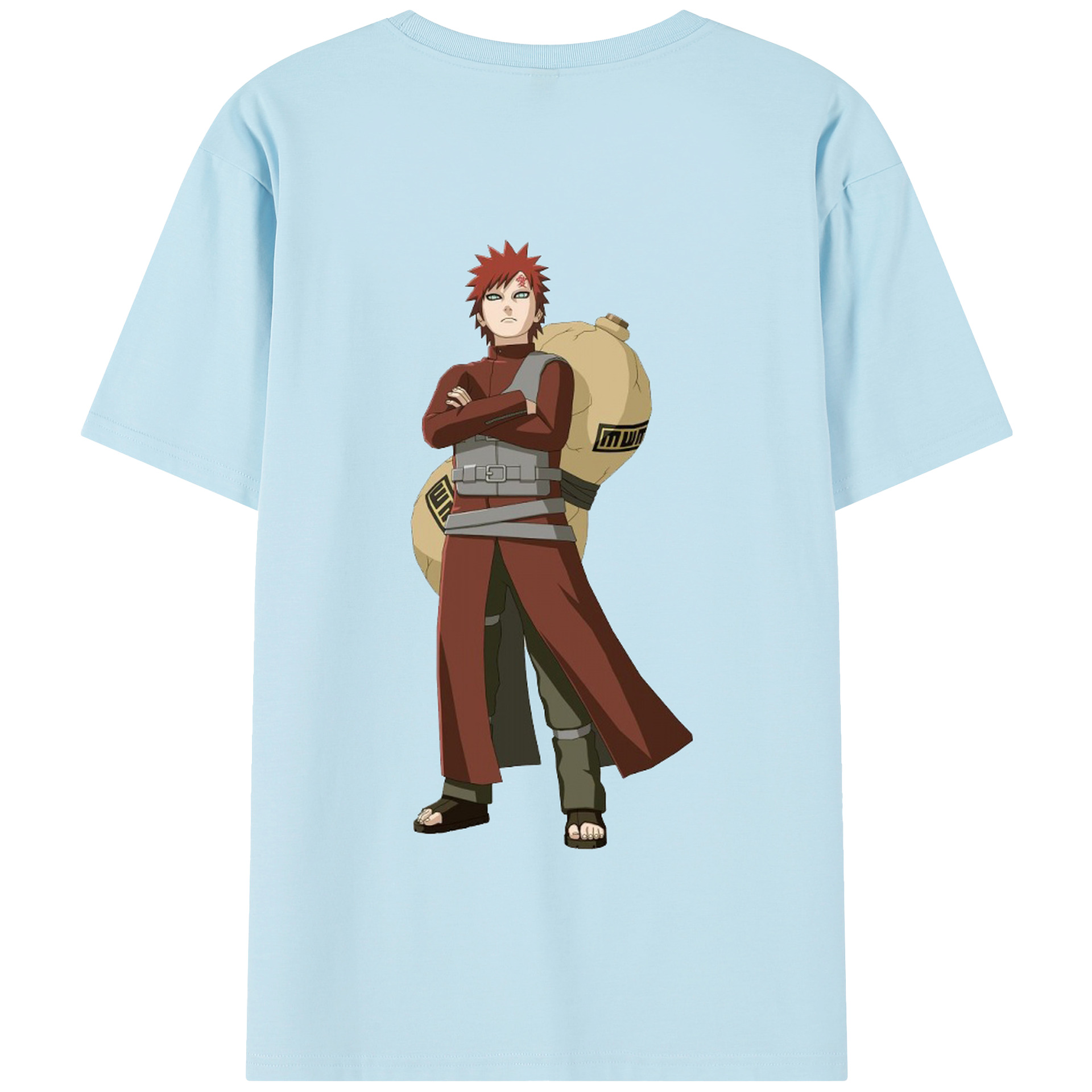 （画像用） NARUTO -ナルト- ガアラ Gaara 綿100％半袖Tシャツ（背面プリント）